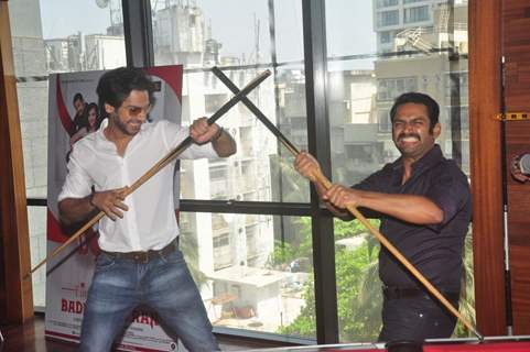 Karan Mehra and Sharib Hashmi strike a quirky pose at the Press Conference of Badmashiyaan