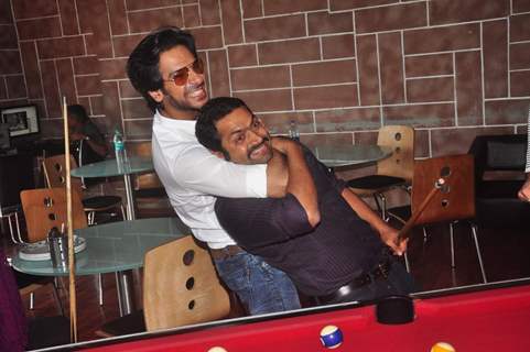 Karan Mehra and Sharib Hashmi strike a quirky pose at the Press Conference of Badmashiyaan