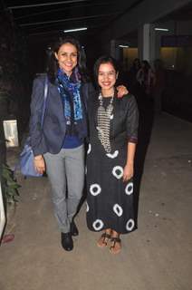 Gul Panag and Tillotama Shome pose for the media at the Screening Held by Rajkumar Rao