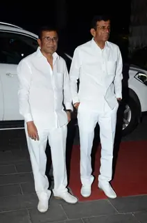 Abbas and Mustan Burmawalla pose for the media at Tulsi Kumar's Wedding Reception