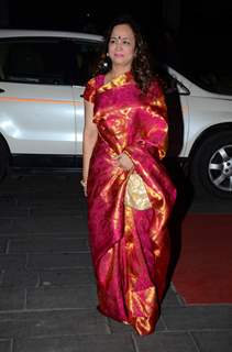 Smita Thackarey poses for the media at Tulsi Kumar's Wedding Reception