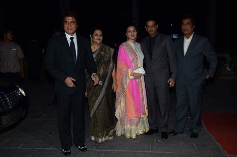 Raj Babbar poses with Family members at Tulsi Kumar's Wedding Reception