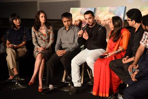 Aamir Khan interacts with the audience at the Trailer Launch of Margarita, with a Straw