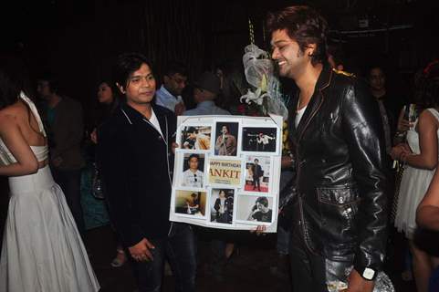 Ankit Tiwari poses with his gift at his Birthday Bash