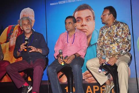 Naseeruddin Shah interacts with the audience at the Trailer Launch of Dharam Sankat Mein