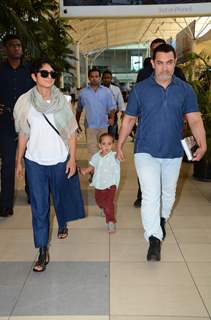 Aamir Khan and Kiran Rao were snapped with their son Azad at Airport