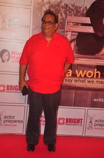 Satish Kaushik poses for the media at the Premier of the Play Mera Woh Matlab Nahi Tha