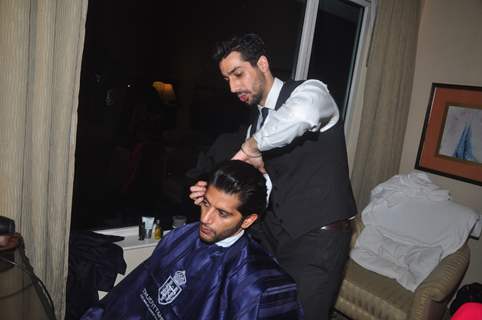 Karanvir Bohra gets ready at the Smile Foundation Charity Fashion Show