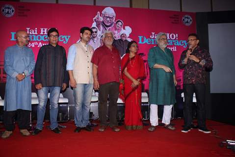 Anu Kapoor interacts with the audience at the Trailer Launch of Jai Ho Democracy