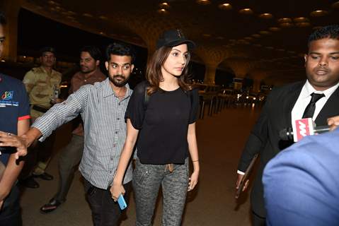 Anushka Sharma was snapped at Airport leaving for an Ad Shoot in Bangkok