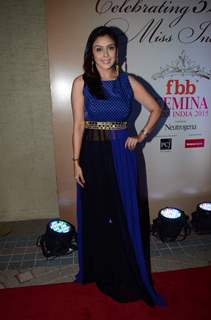 Hrishita Bhatt poses for the media at Femina Miss India 2015 Bash