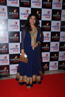 Renuka Shahane poses for the media at the Launch of Colors Marathi