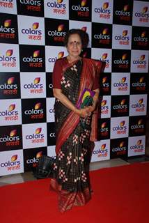 Usha Nadkarni poses for the media at the Launch of Colors Marathi