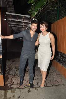 Varun Dhawan and Huma Qureshi pose for the media at Karim Morani's Birthday Bash