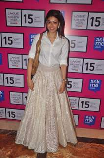 Kajal Aggarwal poses for the media at Lakme Fashion Week 2015 Day 4