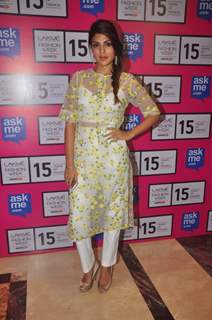 Rhea Chakraborty poses for the media at Lakme Fashion Week 2015 Day 4