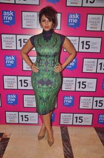 Huma Qureshi poses for the media at Lakme Fashion Week 2015 Day 4