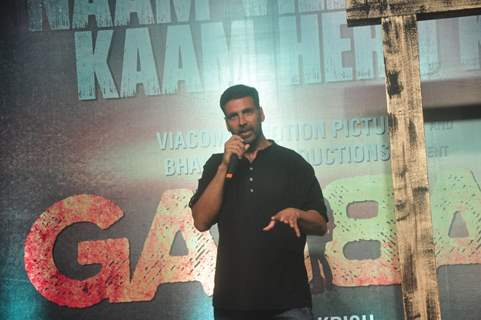 Akshay Kumar interacts with the audience at the Trailer Launch of Gabbar Is Back