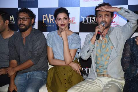 Irrfan Khan interacts with the audience at the Trailer Launch of Piku