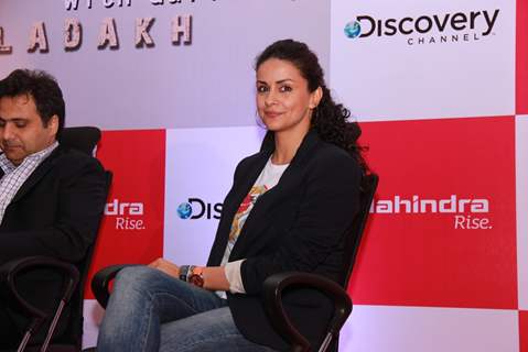 Gul Panag smiles for the camera at the Launch of Mahindra & Discovery's 'Off Road