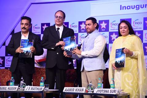 Aamir Khan and Kamal Haasan at FICCI Frames 2015 Inaugural Session