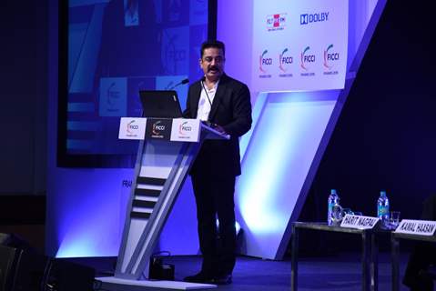 Kamal Haasan interacts with the audience at FICCI Frames 2015 Inaugural Session