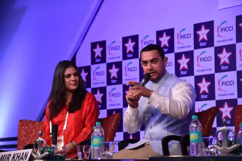 Aamir Khan interacts with the audience at FICCI Frames 2015 Inaugural Session