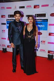 Gurmeet Choudhary and Debina Bonnerjee pose for the media at HT Style Awards 2015