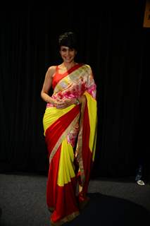 Mandira Bedi poses for the media at Amazon India Fashion Week 2015 Day 4