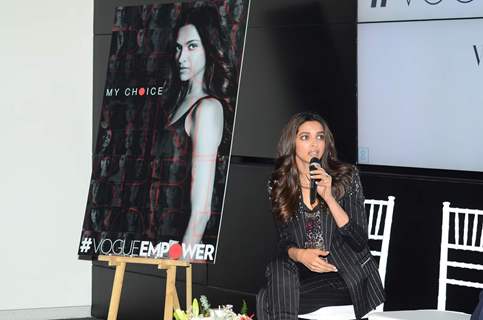 Deepika Padukone interacts with the audience at the Launch of Vogue Empower Film 'My Choice'