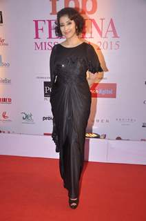 Manisha Koirala poses for the media at Femina Miss India Finals Red Carpet