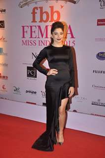 Kanika Kapoor poses for the media at Femina Miss India Finals Red Carpet