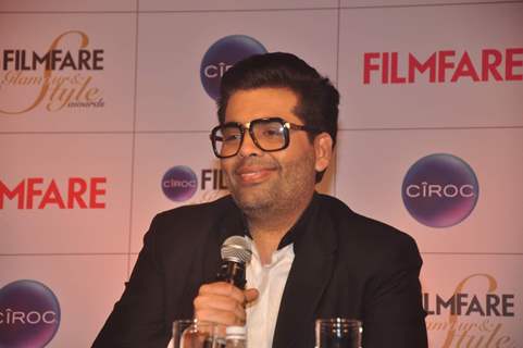 Karan Johar interacts with the audience at the Cover Launch of Ciroc Filmfare Glamour & Style Awards