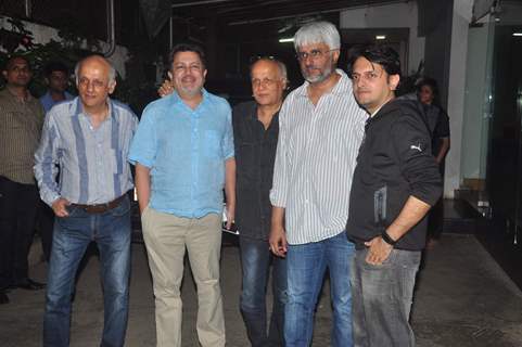 The Bhatts pose with a friend at the Special Screening of Detective Byomkesh Bakshy!