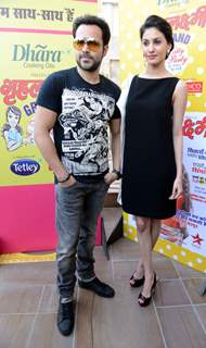 Emraan Hashmi and Amyra Dastur pose for the media at the Promotions of Mr. X in Delhi