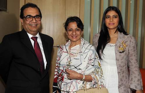 Kajol and Tanuja pose for the media at the Inauguration of Surya Mother & Child Care Hospital