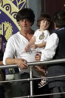Shah Rukh Khan snapped with his cute Son AbRam at the 1st Match of KKR