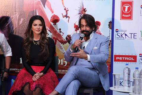 Jas Arora and Sunny leone at the Promotions of Ek Paheli Leela in Delhi