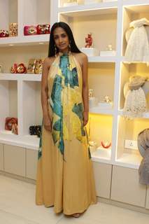 Suchitra Pillai poses for the media at Minerali Store