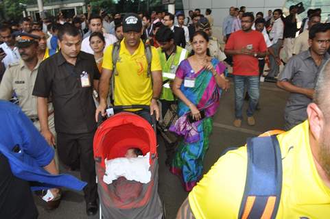 M S Dhoni snapped with his Small Kid