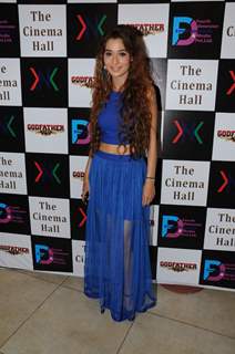 Sara Khan poses for the media at the Launch of the Movie The Cinema Hall