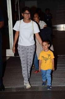 Kiran Rao was snapped with son Azad at Airport while returning from Disneyland Trip