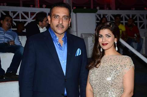 Nimrat Kaur poses with Ravi Shastri at the Launch of Audi TT Coupe