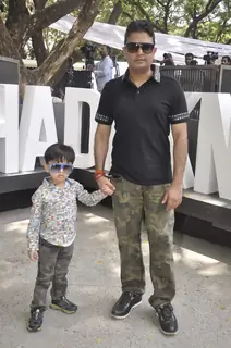 Bhushan Kumar poses with his Son at the Music Launch of Dil Dhadakne Do