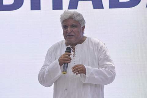 Javed Akhtar interacts with the audience at the Music Launch of Dil Dhadakne Do