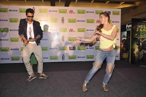 Jackky Bhagnani and Lauren Gottlieb shake a leg at the Promotions of Welcome To Karachi