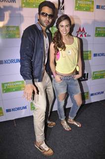 Jackky Bhagnani and Lauren Gottlieb pose for the media at the Promotions of Welcome To Karachi