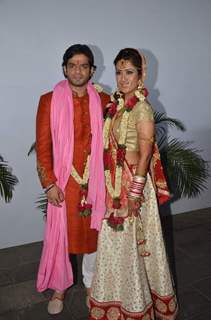 Karan Patel and Ankita Bhargava pose for the media at their Wedding Ceremony