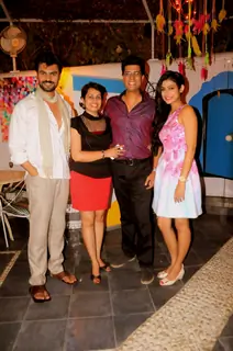 Sudhir and Seema Sharma with actors at Launch of New Tv Show 'Gulmohar Grand' by Star Plus