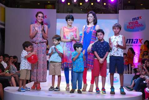 Tara Sharma, Aditi Gowitrikar and Mandira Bedi at Max Kids Fashion Show